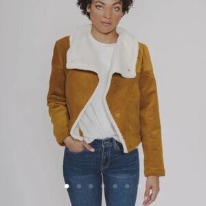 Normal Brand Brown Sherpa Corduroy Crop Designer Winter Jacket Coat Women’s L